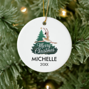 Ornamento De Cerâmica Bailarina dançarina de Natal personalizada