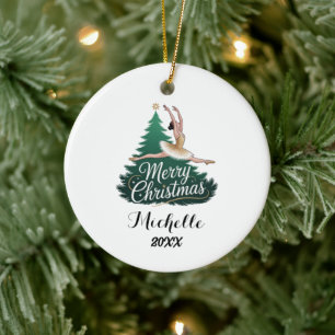 Ornamento De Cerâmica Bailarina dançarina de Natal personalizada   