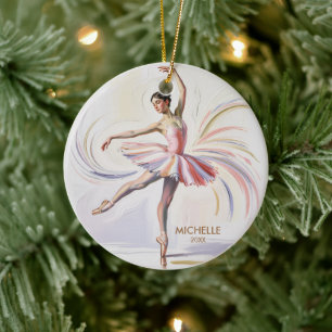 Ornamento De Cerâmica Bailarina dançarina de Natal personalizada