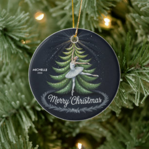 Ornamento De Cerâmica Bailarina dançarina de Natal personalizada    