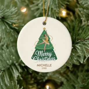 Ornamento De Cerâmica Bailarina dançarina de Natal personalizada   