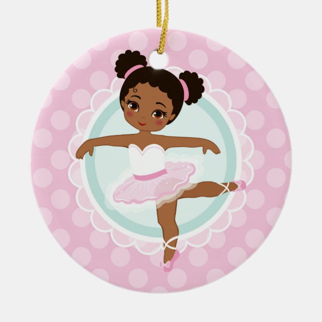 Ornamento De Cerâmica Bailarina do afro-americano - dançarino de balé (Frente)