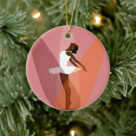 Ornamento De Cerâmica Bailarina negra com monograma Bailarina afro-ameri