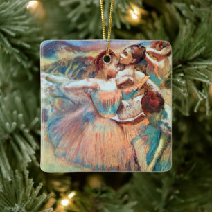 Ornamento De Cerâmica Bailarinas em uma Paisagem de Edgar Degas