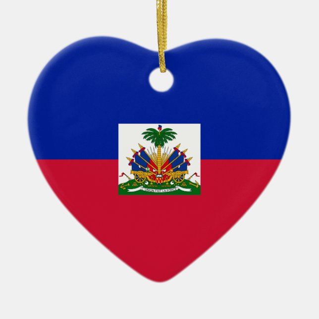 Ornamento De Cerâmica Baixo custo! Bandeira de Haiti (Frente)