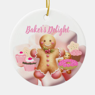 Ornamento De Cerâmica Baking Holiday Treats Gingerbread Man
