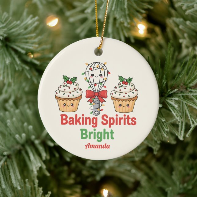 Ornamento De Cerâmica Baking Spirits Bright Funny Christmas Ornament (Árvore)