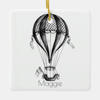 Ornamento De Cerâmica Balão de Ar Quente Vintage Personalizado