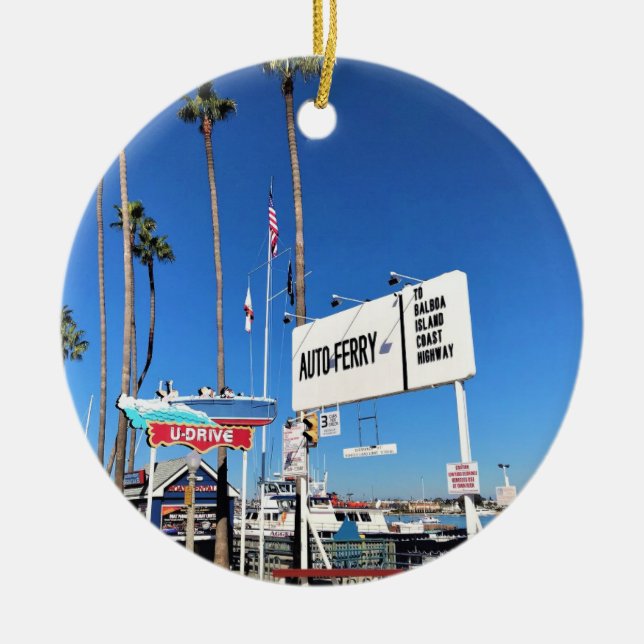 Ornamento De Cerâmica Balboa Island Ferry, Newport Beach, Califórnia (Frente)