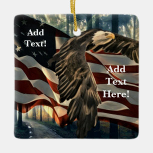 Ornamento De Cerâmica Bald Eagle American Flag Country Road