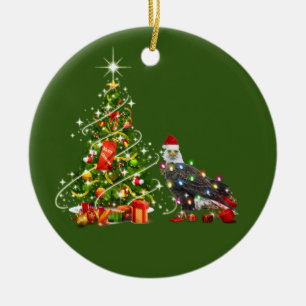 Ornamento De Cerâmica BALD EAGLE com o natal do chapéu