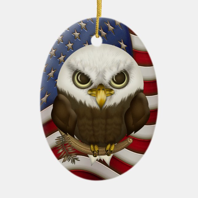 Ornamento De Cerâmica Baldwin a águia americana bonito personalizada (Frente)