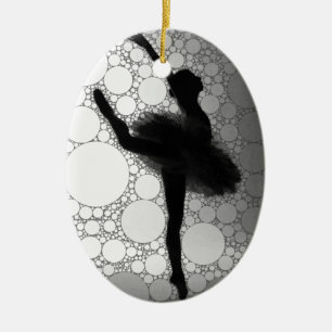 Ornamento De Cerâmica Balé Black White Dancing Ballerina