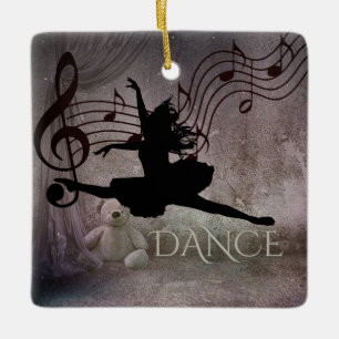 Ornamento De Cerâmica Balé Bonito de Ballerina and Music Notes
