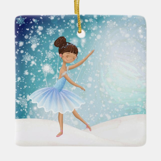Ornamento De Cerâmica Balé personalizado de Natal Ballerina (Frente)