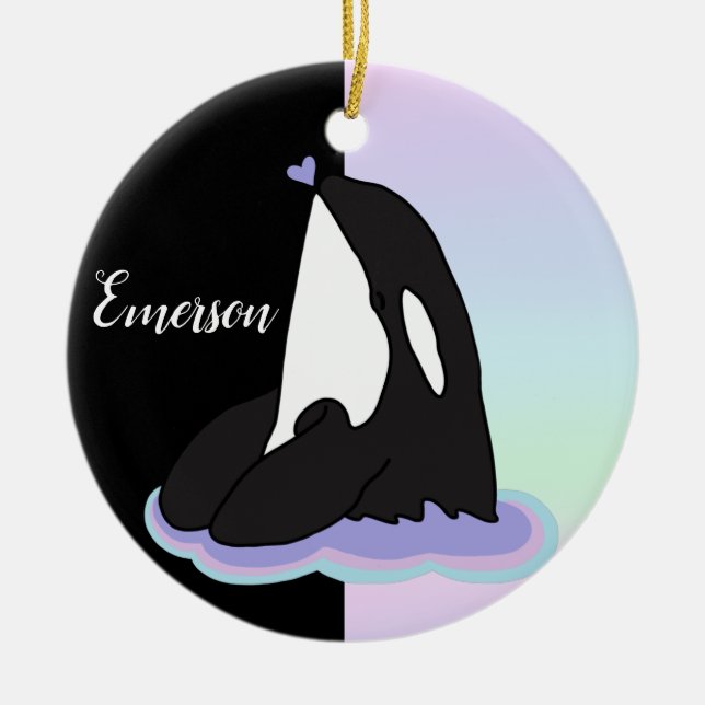 Ornamento De Cerâmica Baleia Assassina Orca Personalizada (Frente)