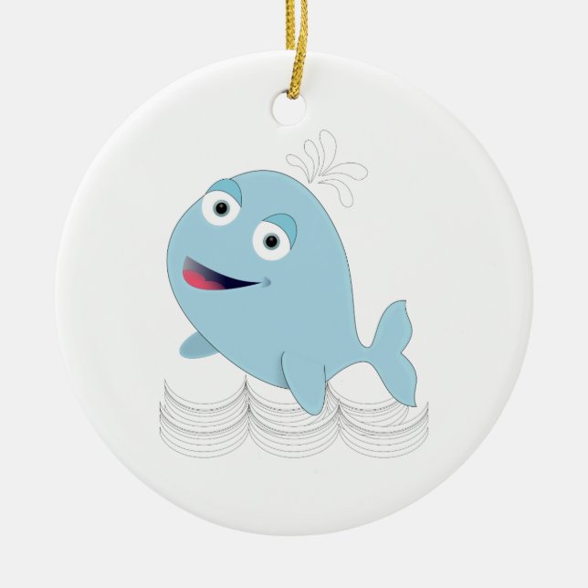 Ornamento De Cerâmica Baleia Azul (Frente)