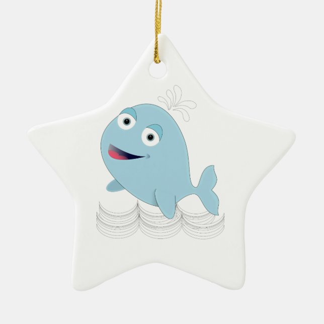 Ornamento De Cerâmica Baleia Azul (Frente)