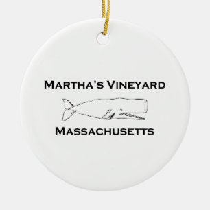 Ornamento De Cerâmica Baleia de Massachusetts do Martha's Vineyard