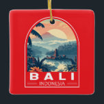 Ornamento De Cerâmica Bali Indonesia Viagem Art Vintage<br><div class="desc">Bali retro vetor viagem design. Bali é uma ilha no Sudeste Asiático que é conhecida por suas praias,  templos e cultura. É também o lar da vida marinha,  parques de safari,  e arte.</div>