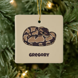 Ornamento De Cerâmica Ball Python Cobra, Brown e Tan Personalizados