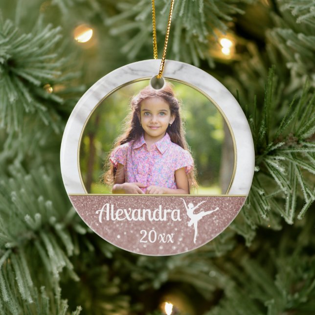 Ornamento De Cerâmica Ballerina Balé Raparigas Elegante Rosa Dança Brilh (Árvore)