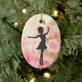 Ornamento De Cerâmica Ballerina Bonito personalizada no Balé de Rosas Ro