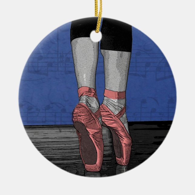 Ornamento De Cerâmica Ballerina em Calçados de Ponta Rosa (Frente)