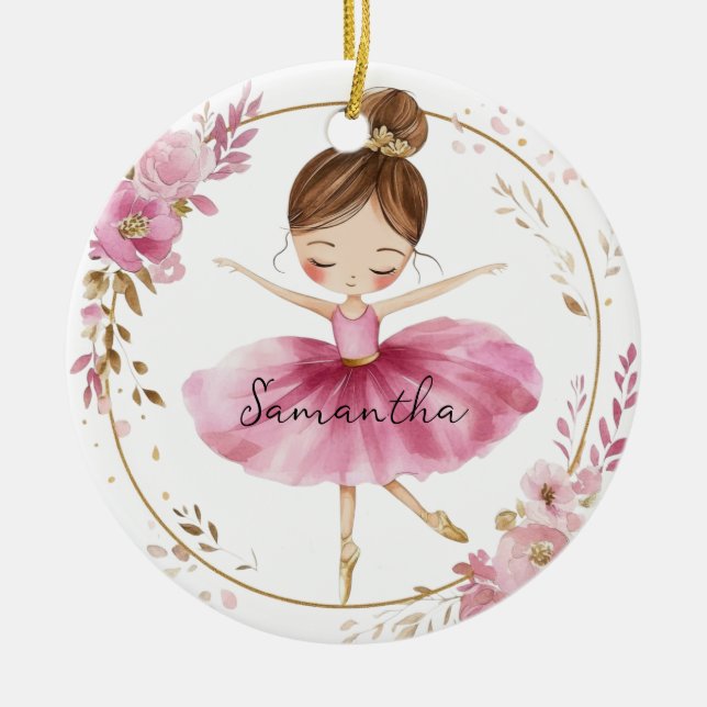 Ornamento De Cerâmica Ballerina Girl Personalizada (Frente)