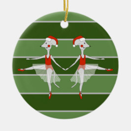 Ornamento De Cerâmica Ballerina Mice Gêmeos Especial de Natal