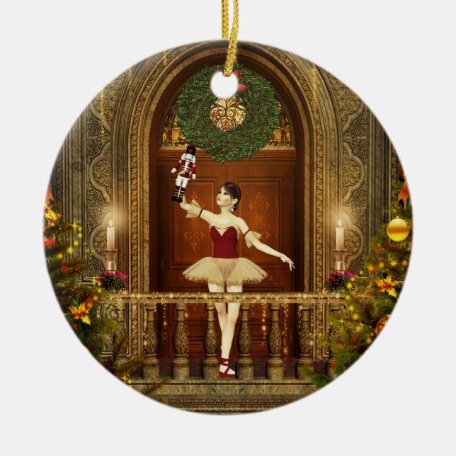 Ornamento De Cerâmica Ballerina Nutcracker Arredondar PessoaArredondada  (Frente)