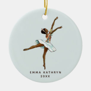 Ornamento De Cerâmica Ballerina Nutcracker Preto Personalizado