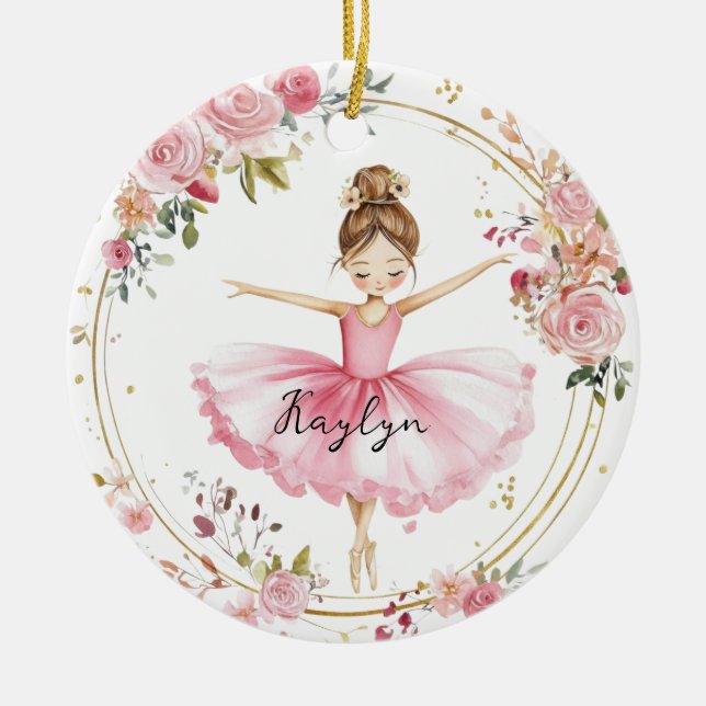 Ornamento De Cerâmica Ballerina rosa (Frente)