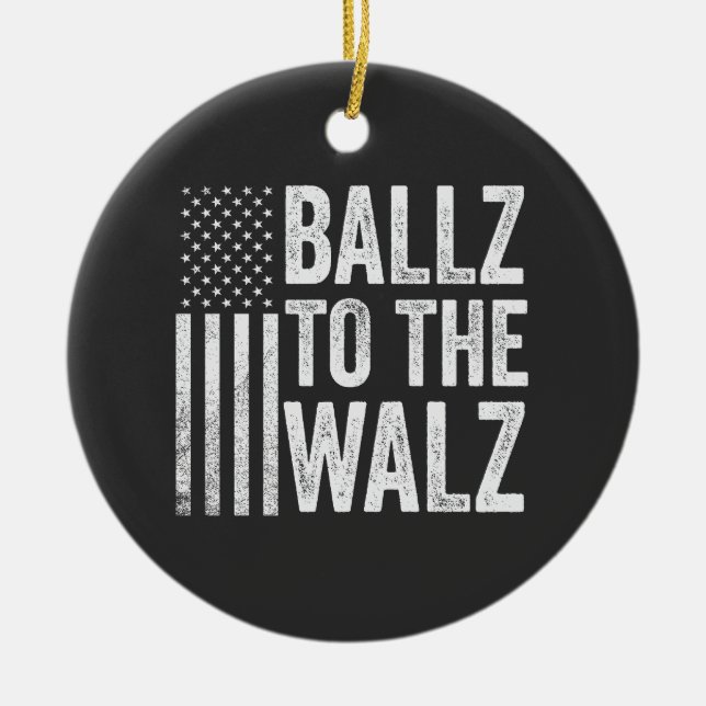 Ornamento De Cerâmica Ballz Para A Eleição Walz Harris Walz 2024 (Frente)