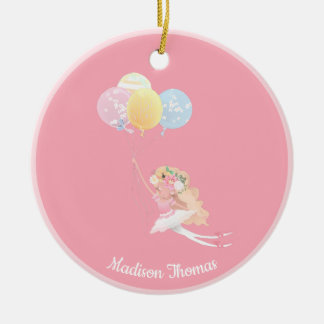 Ornamento De Cerâmica Balões de Balés Personalizados Rosa