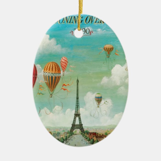 Ornamento De Cerâmica Balonismo sobre Paris (Frente)