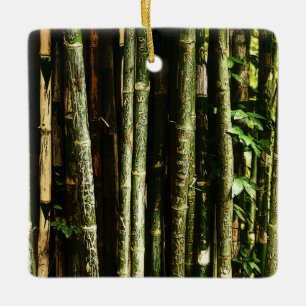 Ornamento De Cerâmica Bambu Verde com Gravuras Tailandesas