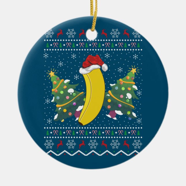 Ornamento De Cerâmica Banana Lover Xmas Gift Ugly Banana Natal (Frente)