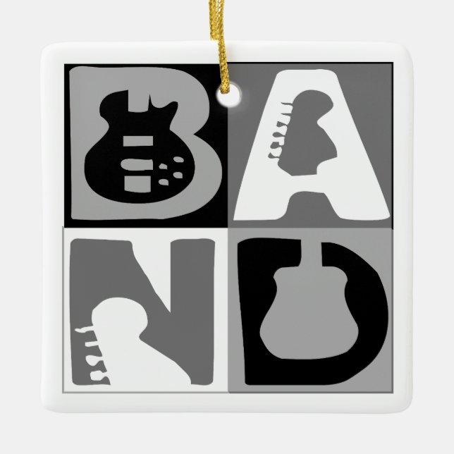 Ornamento De Cerâmica Banda bloqueia azul (Frente)