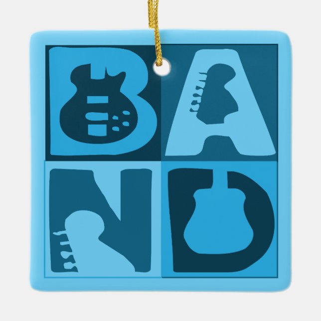 Ornamento De Cerâmica Banda bloqueia azul (Frente)