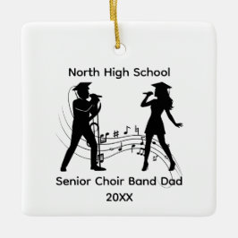 Ornamento De Cerâmica Banda de Coro Sênior Notas de Música do Papai