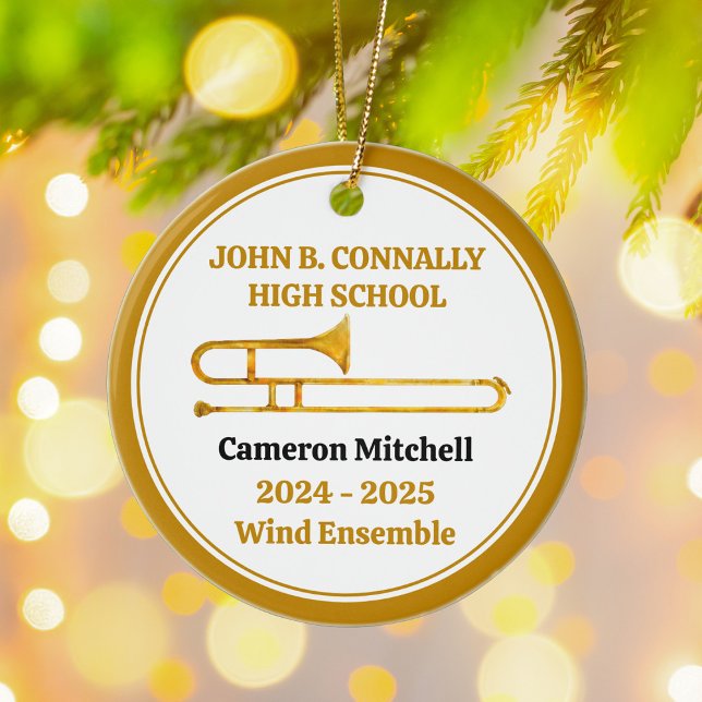 Ornamento De Cerâmica Banda de Trombone Segundo grau Natal Dourado (Criador carregado)