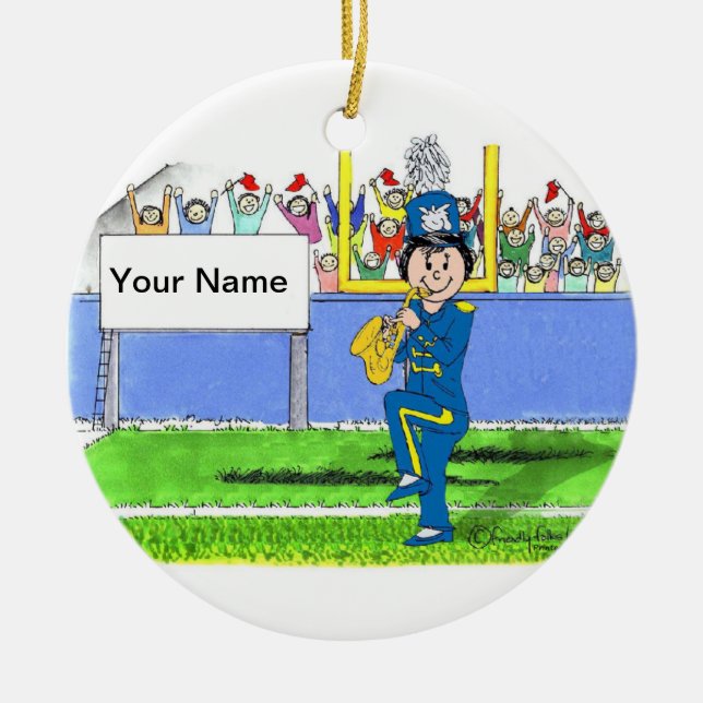 Ornamento De Cerâmica Banda, Saxofone - Mulher (Frente)