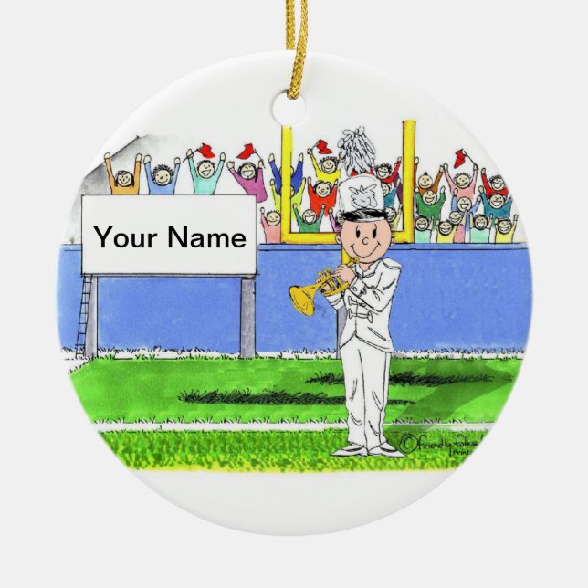 Ornamento De Cerâmica Banda, trombeta - homem (Frente)