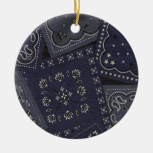Ornamento De Cerâmica Bandana do azul do Natal do país