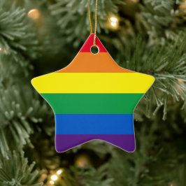 Ornamento De Cerâmica Bandas arco-íris LGBT gay estrela Natal