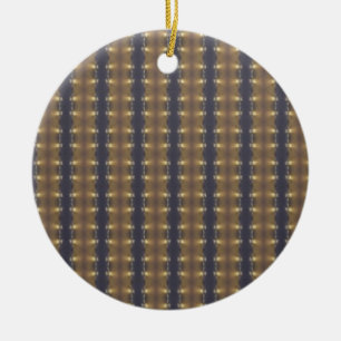 Ornamento De Cerâmica Bandas Douradas e quadrados castanhos pretos cláss