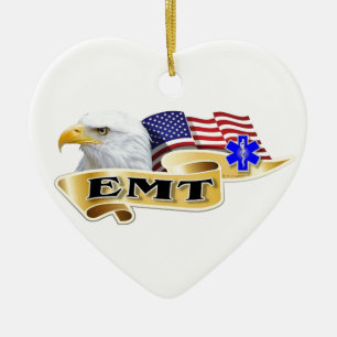 Ornamento De Cerâmica Bandeira americana de Eagle do orgulho de EMT