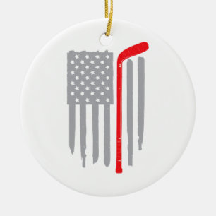 Ornamento De Cerâmica Bandeira americana de hóquei