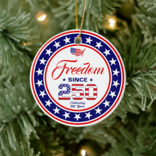 Ornamento De Cerâmica Bandeira Americana do 4 de Julho de Aniversário de